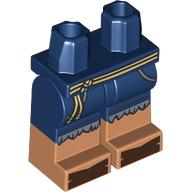 Lego Hips with Dark Blue Legs and Nougat Boots Pattern with Torn Shorts, Tan Robe for Belts, Dark Brown Sandals print / Dark Blue