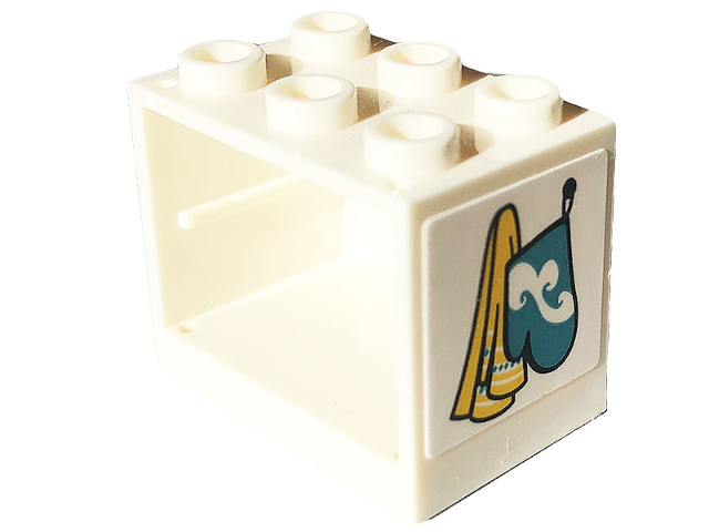 Lego Container, Cupboard 2 x 3 x 2 - Hollow Studs with Medium Azure Oven Mitt and Yellow Towel Pattern (Sticker) - Set 41703