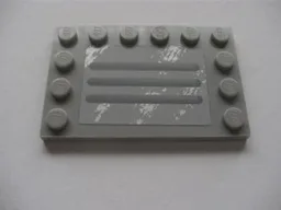 Tile, Modified 4 x 6 with Studs on Edges with Steel Plate with Scratches Type B Pattern (Sticker) - Set 8273