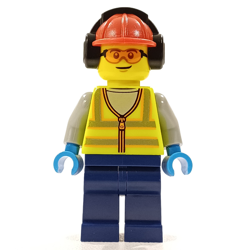 Lego Ground Crew, Vibrant Yellow Safety Vest, Ear Defenders