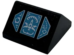 Slope 45 2 x 2 Double with Medium Azure Display Screen with White Super Storm Jet Pattern (Sticker) - Set 71833