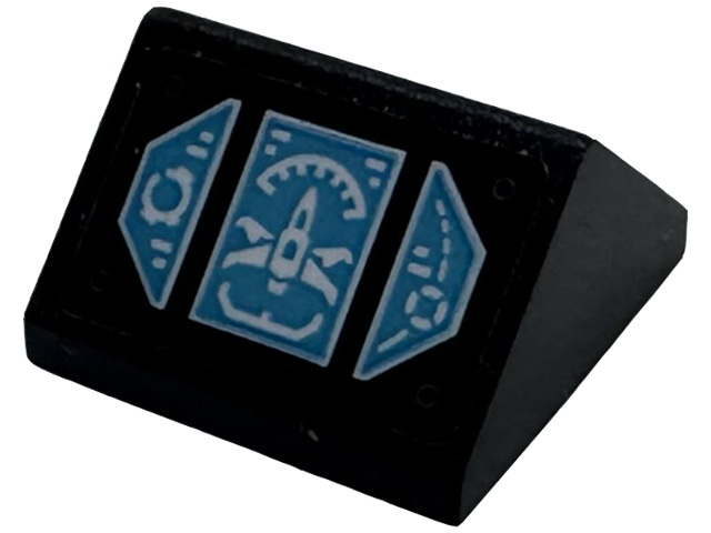 Lego Slope 45 2 x 2 Double with Medium Azure Display Screen with White Super Storm Jet Pattern (Sticker) - Set 71833