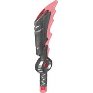 Lego Weapon Sword with Jagged Edges and Trans-Red Flames pattern / Pearl Titanium