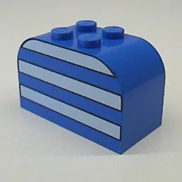 Brick Curved 2 x 4 x 2 Double with White Stripes Print / Blue