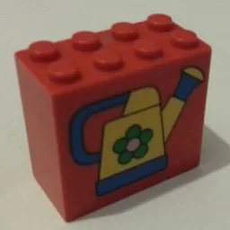 Brick 2 x 4 x 3 with Watering Can Print / Red