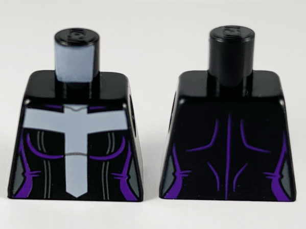 Lego Torso Female, Large White Cross, Dark Purple Trim Pattern