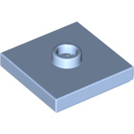 Lego Plate Special 2 x 2 with Groove and Center Stud (Jumper) / Bright Light Blue