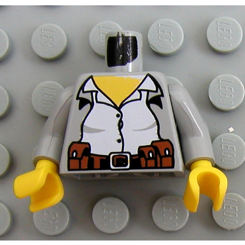 Lego Torso Jacket over White Shirt, Belt with Pouches Print, Light Gray Arms, Yellow Hands / Light Gray