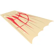 Sail, Scalloped, 28 x 18 Right with Red and Dark Tan Print / Tan