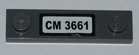 Lego Plate, Modified 1 x 4 with 2 Studs without Groove with 'CM 3661' Pattern (Sticker) - Set 3661