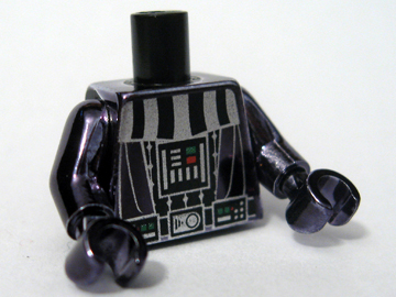 Lego Torso SW Darth Vader Death Star Pattern / Chrome Black Arms / Chrome Black Hands