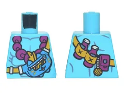 Torso Bare Chest, Magenta Beaded Necklace, Strap with Mo the Cat Pouch, Bottles, and Yarn Bauble Pattern / Medium Azure