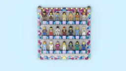 Stand of minifigures of a pissed off barbie