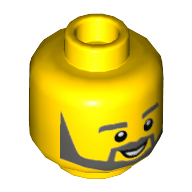 Lego Minifig Head, Grey Beard, Moustache and Eyebrows / Yellow