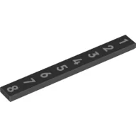 Tile 1 x 8 with Numbers 1,2,3,4,5,6,7,8 Print / Black