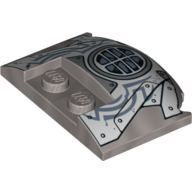 Lego Brick Round 3 x 4 x 2/3 Triple Curved with 2 Sunk Studs and Armor Plates and Grille with Vent Print