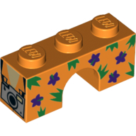 Lego Brick Arch 1 x 3 with Hawaiian Shirt, Camera print / Orange