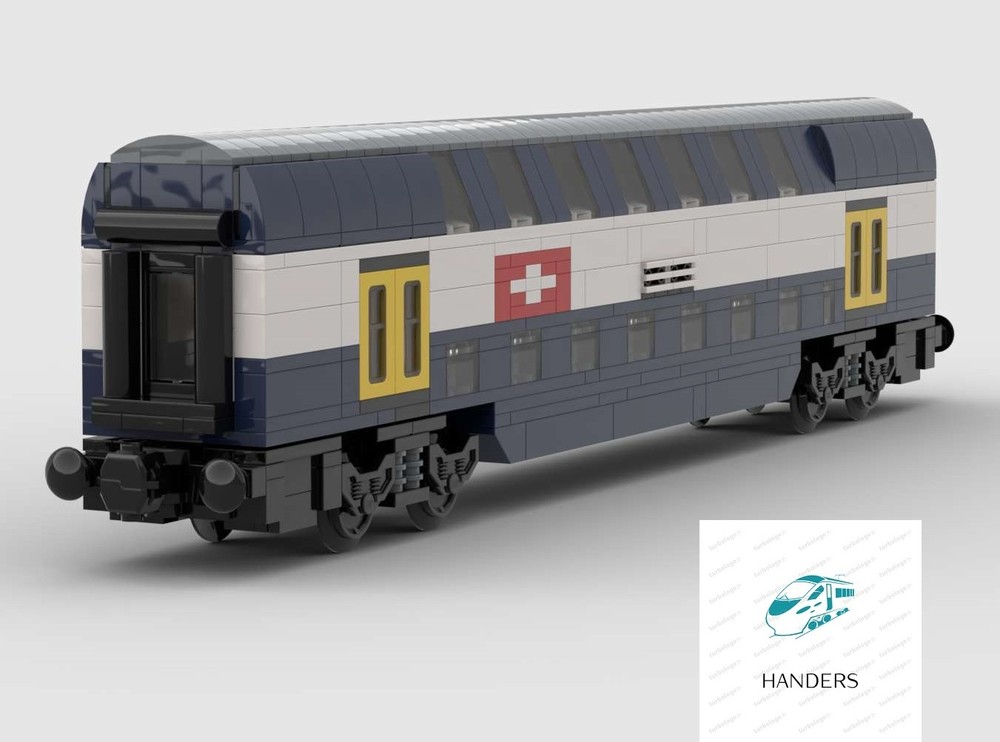 Lego Swiss blue doubledecker Wagon