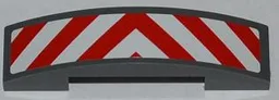 Slope, Curved 4 x 1 x 2/3 Double with Red and White Danger Stripes Pattern (Sticker) - Set 60018