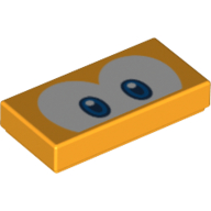 Lego Tile 1 x 2 with Blue Eyes (Eep/Cheep Cheep) Print / Bright Light Orange