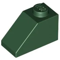 Brick Sloped 45° 2 x 1 with Bottom Pin / Dark Green