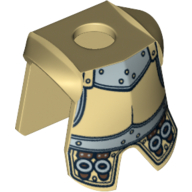 Lego Minifig Neckwear Armor Breastplate with Leg Protection, Conquistador Silver Buckles Print / Metallic Gold