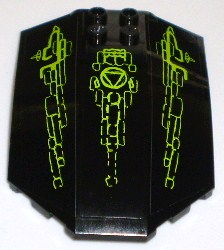 Lego Windscreen 8 x 6 x 2 Curved Sloped Sides with Lime Lines and Atlantis Logo Pattern (Stickers) - Set 8061