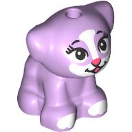 Lego Animal, Dog Pup with White Face, Paws, Dark Pink Nose, Mouth print / Lavender