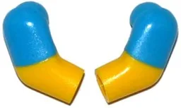 Arm, (Matching Left and Right) Pair with Molded Dark Azure Short Sleeves Pattern / Yellow