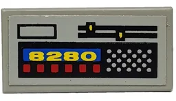 Tile 1 x 2 with Light Gray, Black Controls, '8280' Pattern (Sticker) - Set 8280
