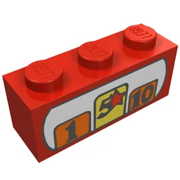 Brick 1 x 3 with Cash Register Print / Red