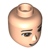 Lego Minidoll Head Male with brown Eyes, Open Mouth print / Light Nougat