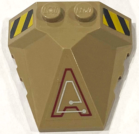 Lego Wedge 4 x 4 x 1 1/3 Pyramid Center with Stripes and Exo-Force Circuitry Left Pattern C (Stickers) - Sets 7702 / 7711 / Dark Tan