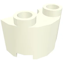 Brick Round, Half 1 x 2 / White