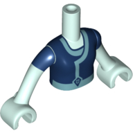 Lego Minidoll Torso Girl with Dark Blue Vest, Medium Blue Trim, Diamond / Light Aqua