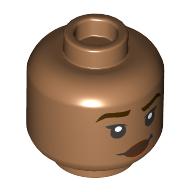 Lego Minifig Head Moana, Reddish Brown Eyebrows, Lips, Open Mouth Talking/Stern with Raised Eyebrow print / Medium Nougat