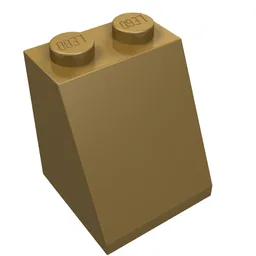 Brick Sloped 65° 2 x 2 x 2 with Bottom Tube / Pearl Gold