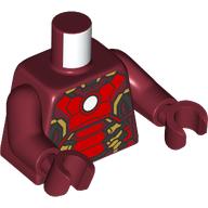 Lego Torso Armor, Red Panels with Gold Highlights Print, Dark Red Arms and Hands / Dark Red