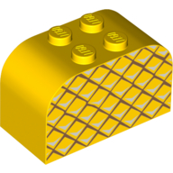 Lego Brick Curved 2 x 4 x 2 Double with Pineapple print / Yellow