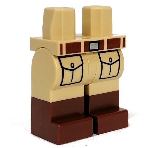 Lego Hips with Tan Legs and Reddish Brown Boots Pattern with Reddish Brown Belt, Pockets print / Tan