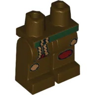 Hips and Dark Brown Legs with Green Belt, Medium Nougat Ropes and Patches, Dark Red Patches Print (Scarecrow) / Dark Brown