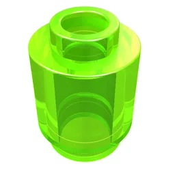 Brick Round 1 x 1 Open Stud / Trans-Bright Green