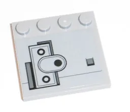 Tile, Modified 4 x 4 with Studs on Edge with Oval and Rectangular Hatch with 3 Black Buttons Pattern (Sticker) - Set 75140