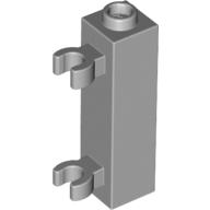 Lego Brick Special 1 x 1 x 3 with 2 Clips Vertical [Hollow Stud, Open O Clips] / Light Bluish Gray