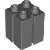Lego Duplo Brick 2 x 2 x 2 with Vertical Grooves / Dark Bluish Gray