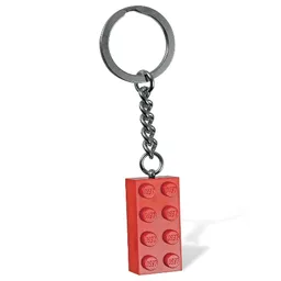 Key Chain, Chrome Chain and Ring with 2 x 4 Brick / Lime