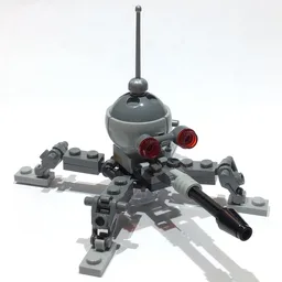 Dwarf Spider Droid, Dark Bluish Gray Dome, Fixed Black Cannon