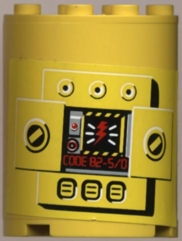 Lego Cylinder Half 2 x 4 x 4 with Control Panel 'CODE 82-5/0' Pattern (Sticker) - Sets 8250 / 8299