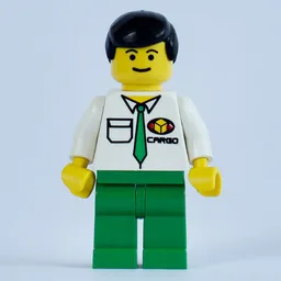 Cargo Worker, White Shirt with Tie, Black Hair