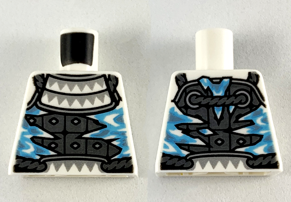 Lego Torso Armor with Silver Triangles, Pearl Dark Gray Plates and Medium Azure Icicles Pattern